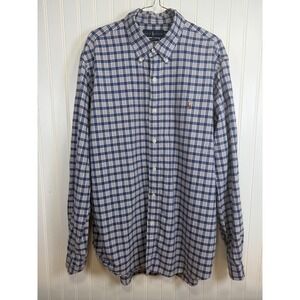VTG Ralph Lauren Classic Fit Plaid Button Down Shirt Men XL Blue Red White
